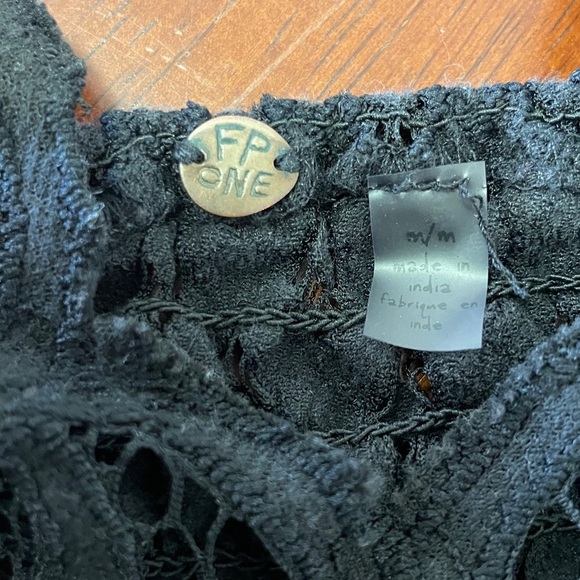 Free People One Adella Bra Top Lace Strappy Bralette Size Medium Black - Picture 3 of 4